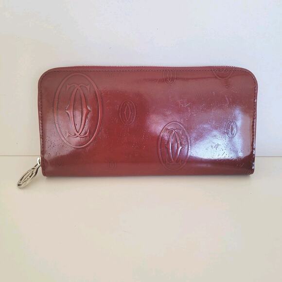 Cartier 12card International Calf Leather Zip Around Wallet Bordeaux Large Box - Picture 2 of 13